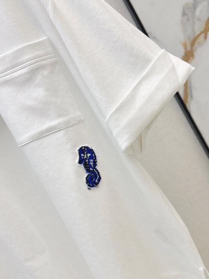 26SS NEW Simple Pocket Loose Rolled-Up Short-Sleeve White T-Shirt 🤍