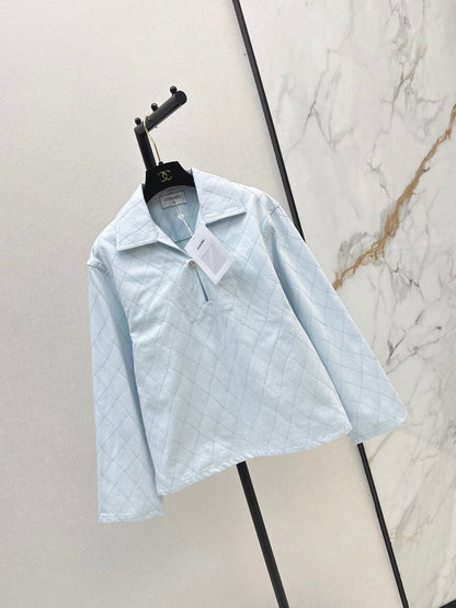 26SS NEW Coco Girl Beach Collection Heavy Embroidery Diamond Pattern Denim Top🩵