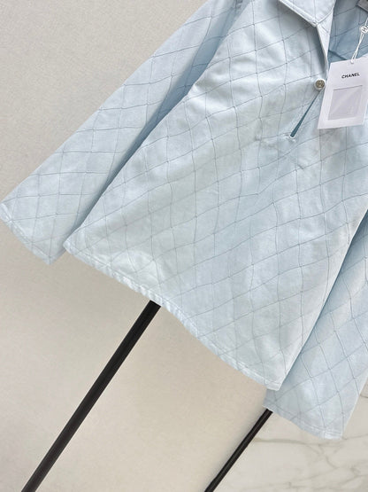 26SS NEW Coco Girl Beach Collection Heavy Embroidery Diamond Pattern Denim Top🩵