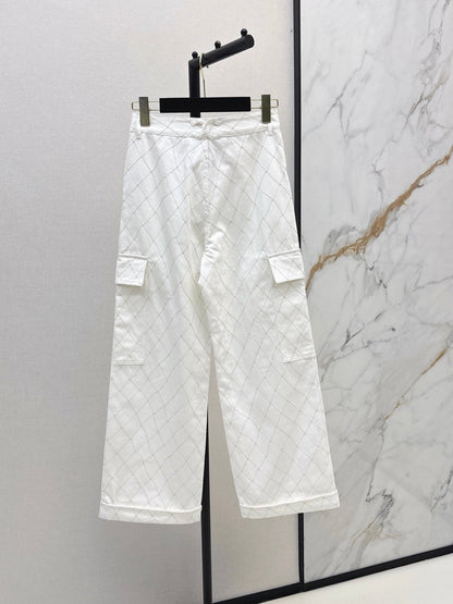 26SS NEW Coco Girl Beach Collection Heavy Embroidery Diamond Pattern Straight Leg Jeans🩵