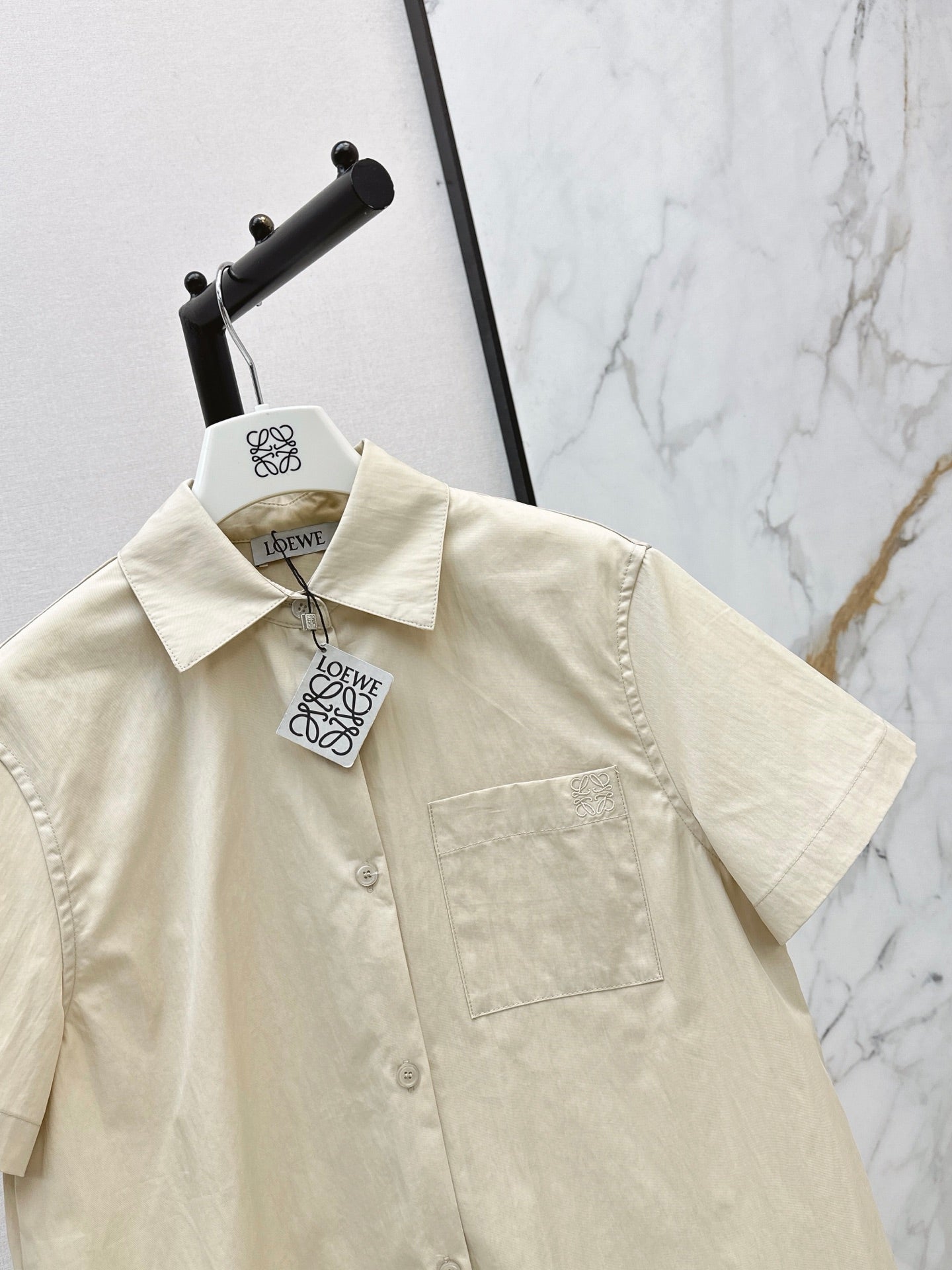26SS NEW Square Pattern Embroidered Babydoll Shirt 🤎