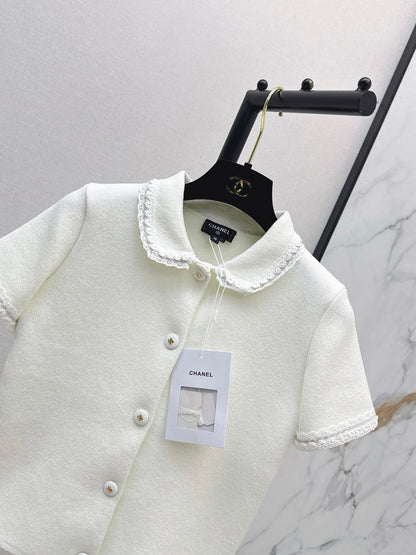 26SS NEW 3D Trim Peter Pan Collar Short-Sleeve Knit Cardigan 🤍