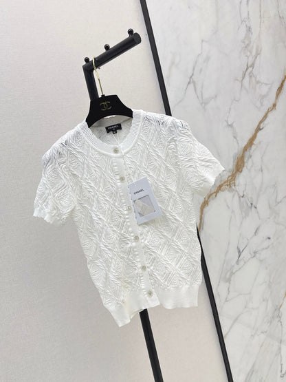 26SS NEW Crew Neck Knitted Openwork Short-Sleeve Cardigan 🖤