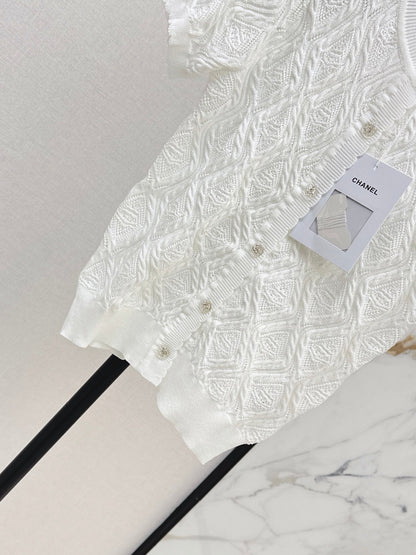 26SS NEW Crew Neck Knitted Openwork Short-Sleeve Cardigan 🖤