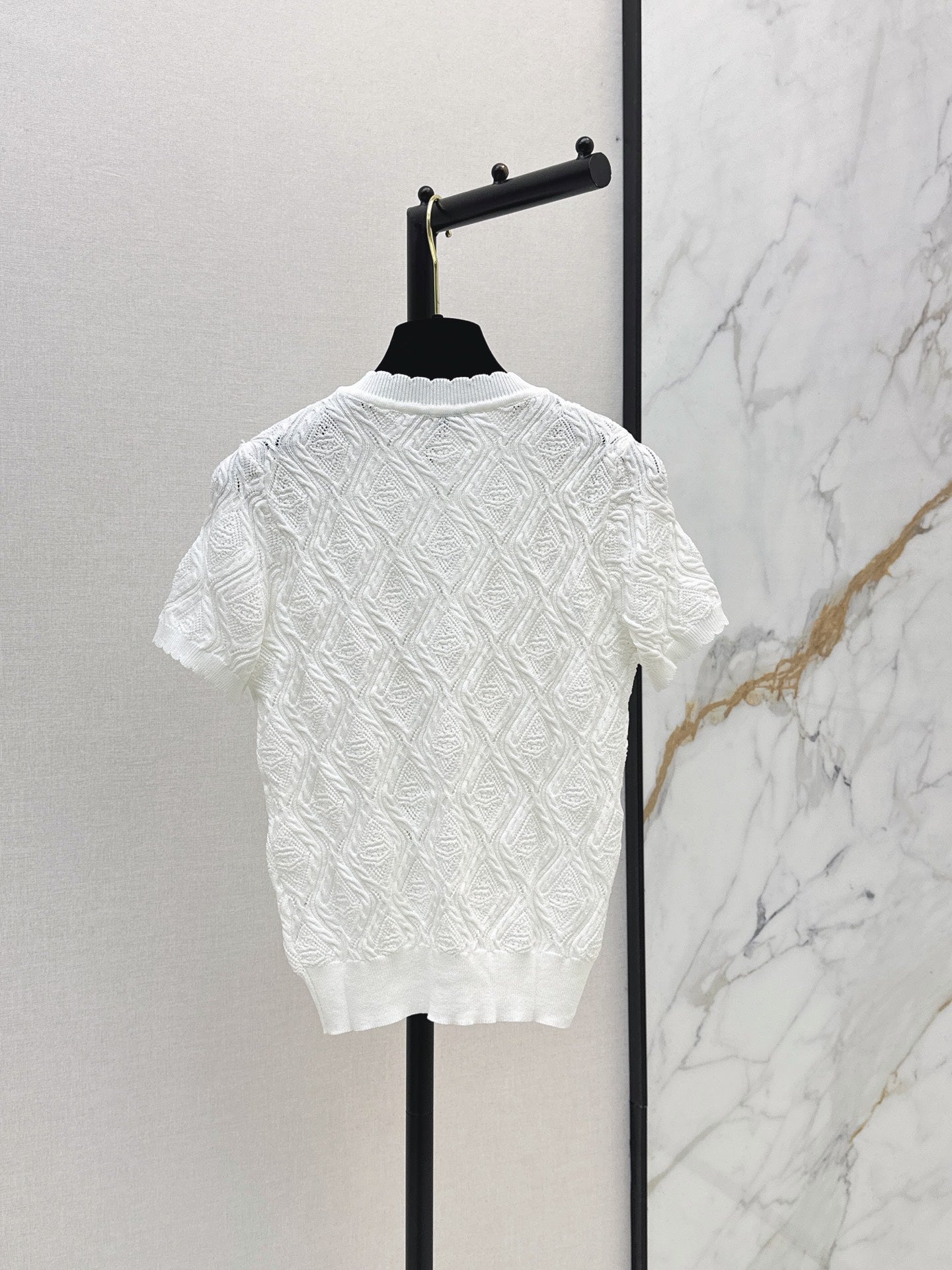 26SS NEW Crew Neck Knitted Openwork Short-Sleeve Cardigan 🖤
