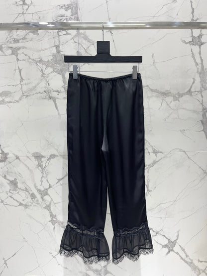 🔥HOT🔥26SS NEW Lace Ruffled Wide-Leg Acetate Trousers