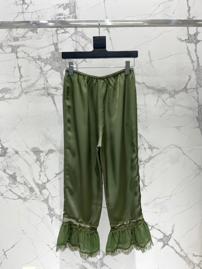🔥HOT🔥26SS NEW Lace Ruffled Wide-Leg Acetate Trousers