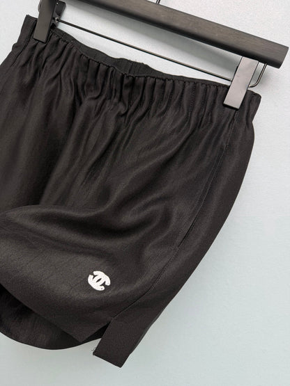 26SS NEW Satin Elastic Embroidered Shorts