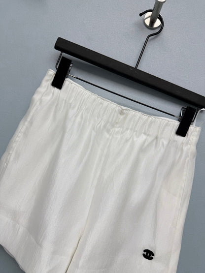 26SS NEW Satin Elastic Embroidered Shorts