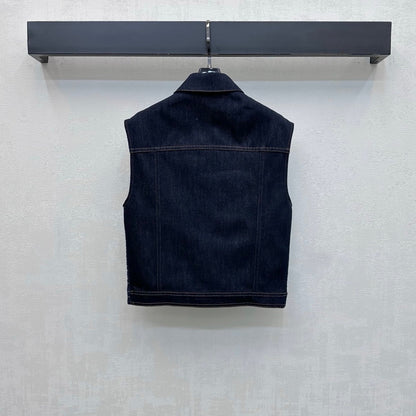 26SS NEW Tweed Patchwork Denim Vest