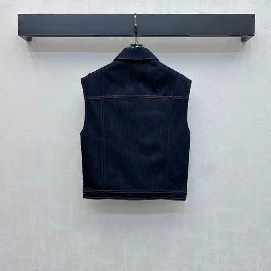 26SS NEW Tweed Patchwork Denim Vest