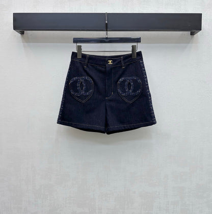 26SS NEW Tweed Patchwork Denim Shorts