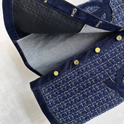 26SS NEW Tweed Patchwork Denim Vest Dress