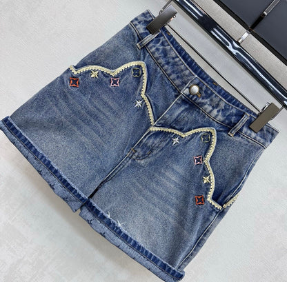 26SS NEW Heavy-duty denim fold-over shorts