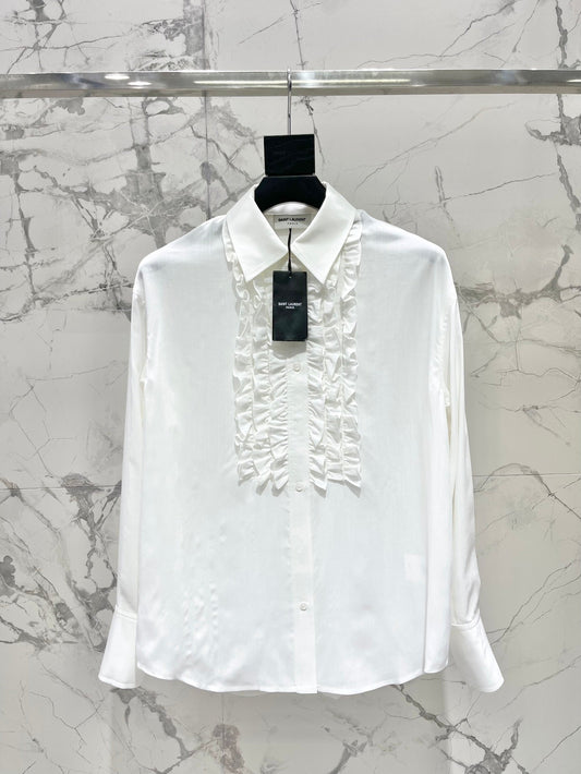 🔥Highest Quality🔥26SS New Vintage-Style Long-Sleeve Shirt with Ruffles and Pleats