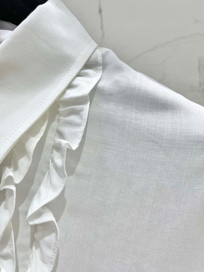 🔥Highest Quality🔥26SS New Vintage-Style Long-Sleeve Shirt with Ruffles and Pleats