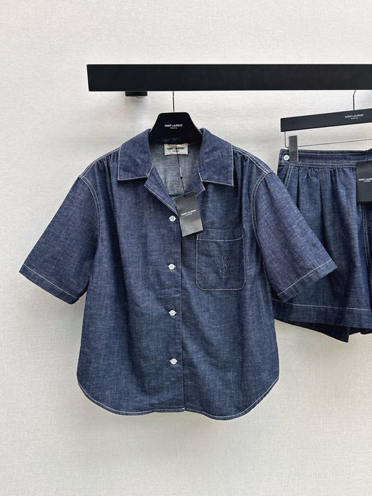 26SS New Letter-Embroidered Denim Set 🖤