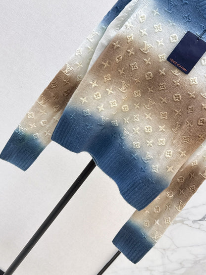 26SS New Gradient Tie-Dye Cashmere Knit with Embossed Logo 🩵