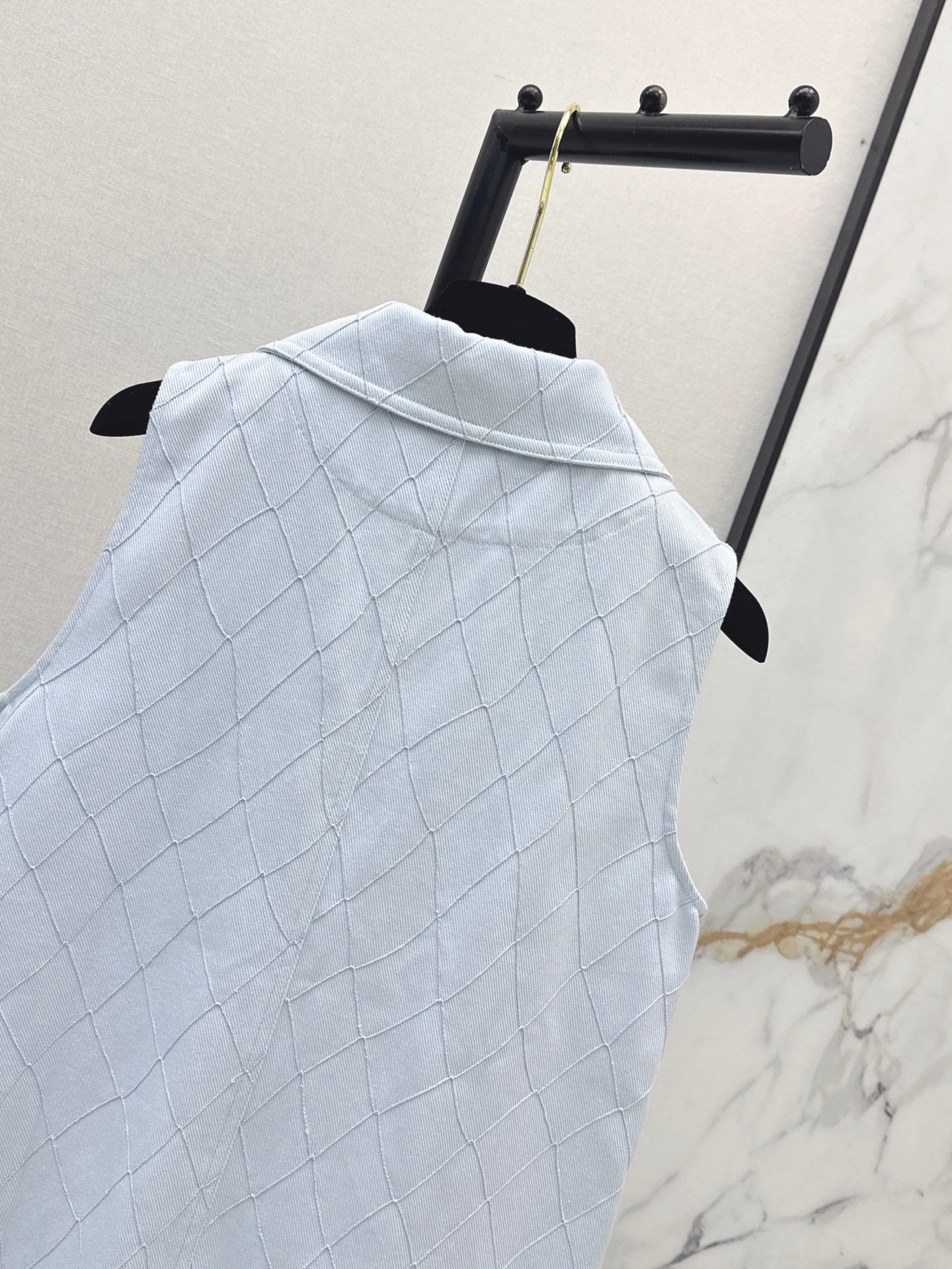 26FW New Quilted-Stitch Denim Shirt Dress with Collar 🩵