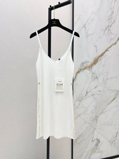 26FW New Camisole Dress with Gold-Thread Embroidered Logo Trim 🖤