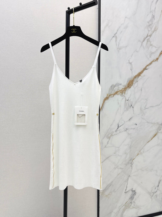26FW New Camisole Dress with Gold-Thread Embroidered Logo Trim 🖤