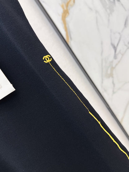26FW New Camisole Dress with Gold-Thread Embroidered Logo Trim 🖤