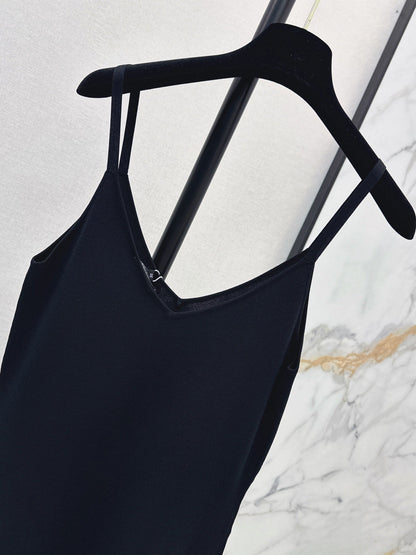 26FW New Camisole Dress with Gold-Thread Embroidered Logo Trim 🖤