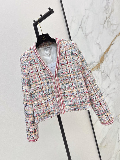 26FW New V-neck knit jacket with contrasting trim 💕