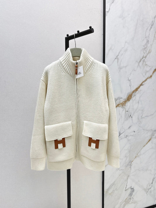 🔥Highest Quality🔥26FW New Classic Wool Knit Jacket with H-Pattern Pocket Detail 🖤