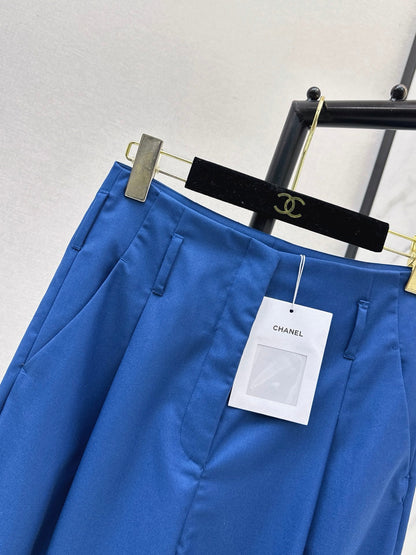 26FW New Klein Blue High-Waisted Cropped Trousers with Cuffed Hems 🩵