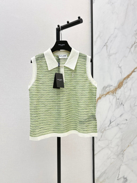 26FW New Color-Block Collared Sleeveless Knit Vest 🤍