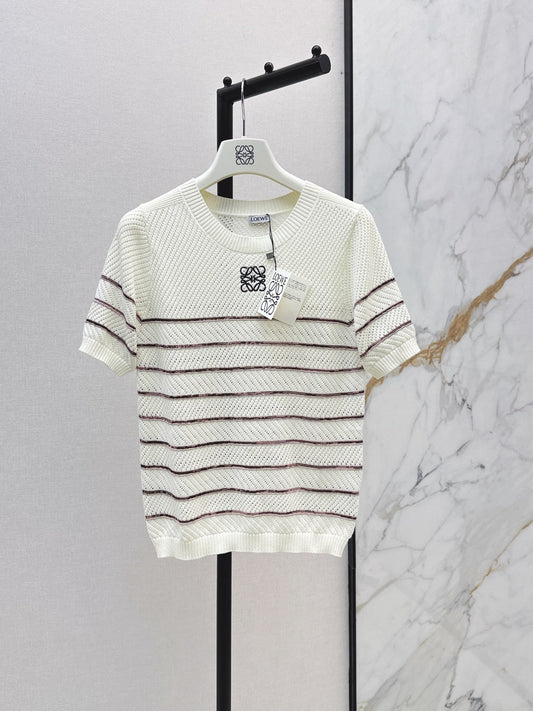 26FW New Minimalist Striped Knit Short-Sleeve Top 🤍