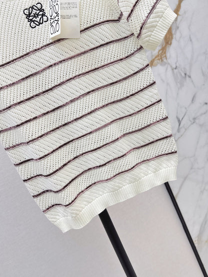 26FW New Minimalist Striped Knit Short-Sleeve Top 🤍