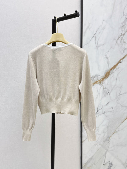 26FW New Lace-Trim V-Neck Knit Cardigan 🤍