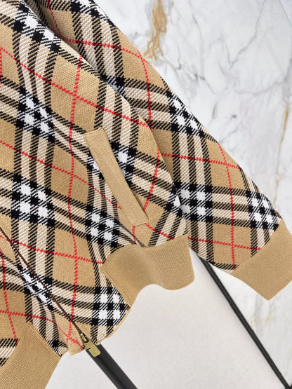 26FW New Plaid Stand-Collar Knit Cardigan 🖤
