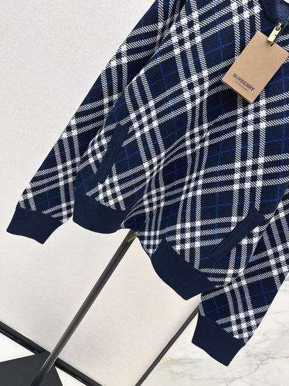 26FW New Plaid Stand-Collar Knit Cardigan 🖤