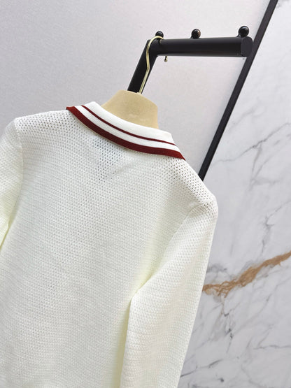 26FW New Color-Block Striped Collared Knit Top 💛