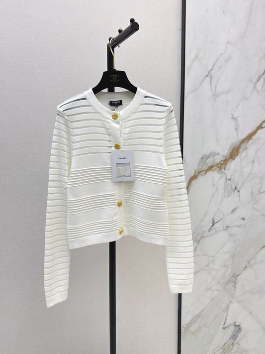 26FW New Striped Jacquard Crew-Neck Cardigan 🖤