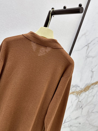 26FW New Long-Sleeve Knit Polo with Embroidered Letter Logo 🤎