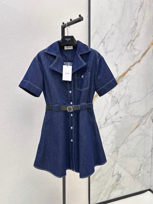 26FW New Triomphe Logo Embroidered Denim Dress 🖤