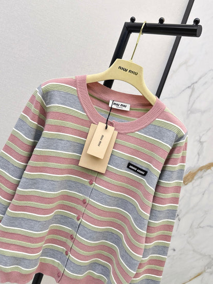 MiuMiu/26FW New Striped Knit Cardigan 🤎