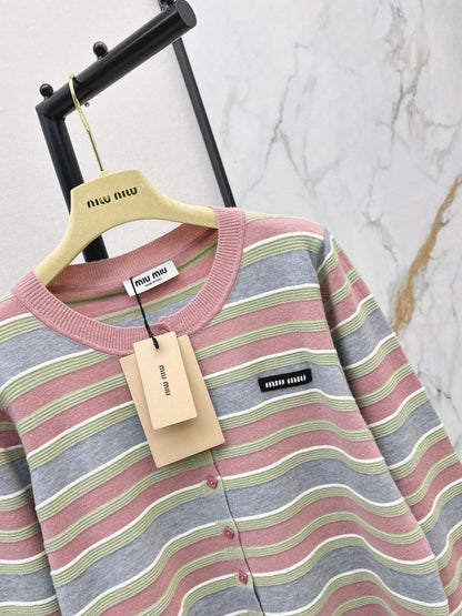 MiuMiu/26FW New Striped Knit Cardigan 🤎