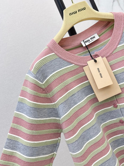 MiuMiu/26FW New Striped Knit Cardigan 🤎