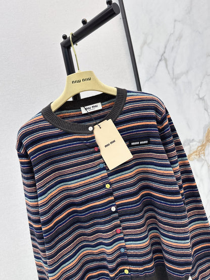 MiuMiu/26FW New Striped Knit Cardigan 🤎