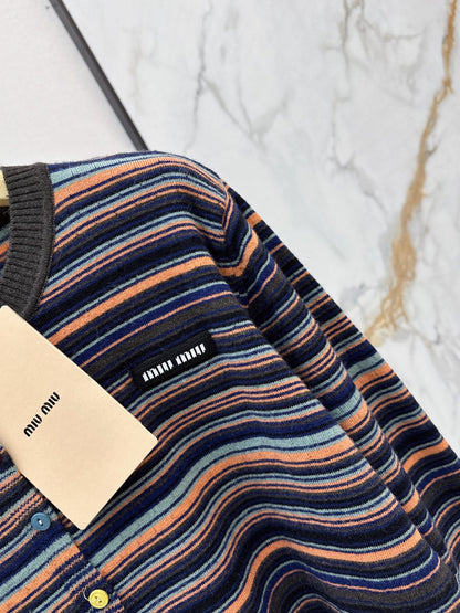 MiuMiu/26FW New Striped Knit Cardigan 🤎