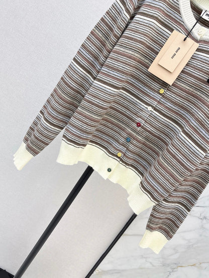 MiuMiu/26FW New Striped Knit Cardigan 🤎