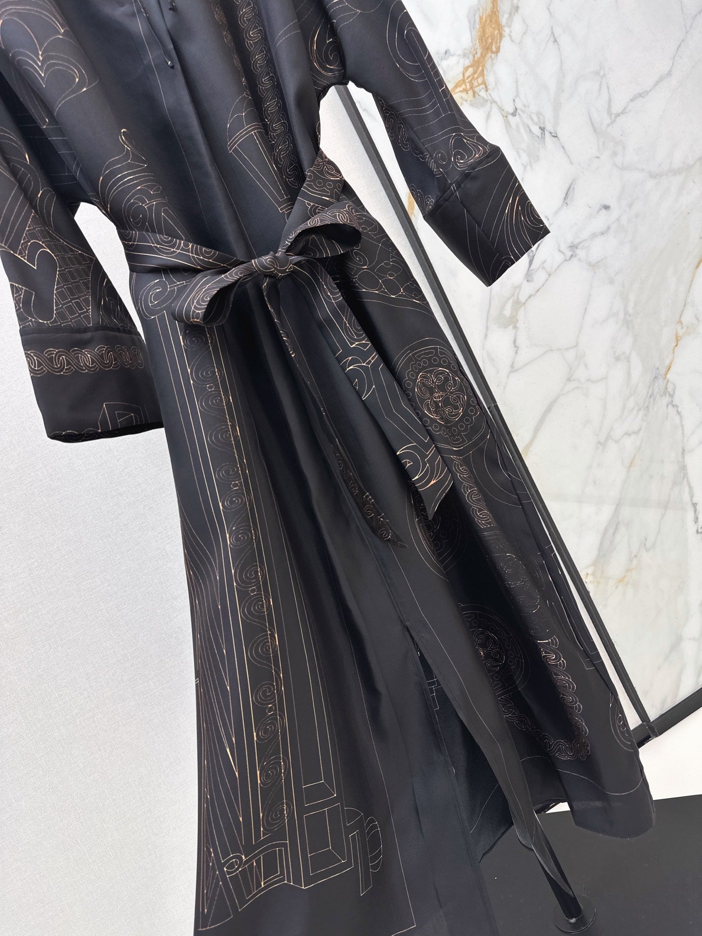 Hermès/🔥Highest Quality🔥26FW New Printed Silk Dress 🖤