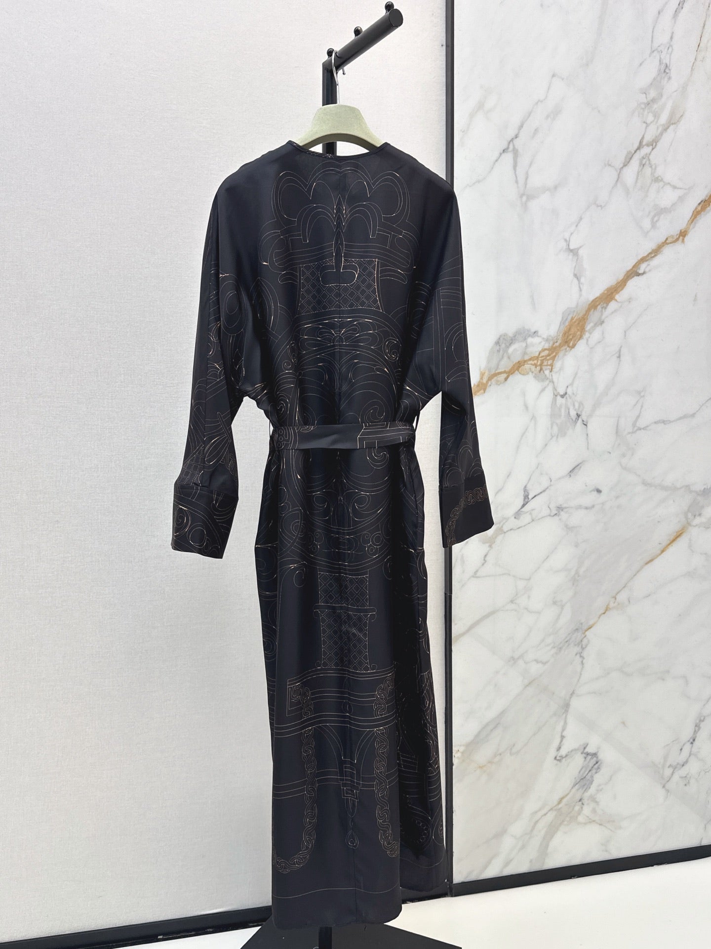Hermès/🔥Highest Quality🔥26FW New Printed Silk Dress 🖤