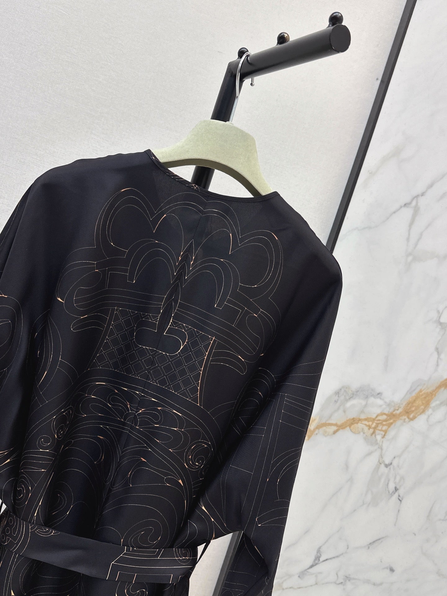 Hermès/🔥Highest Quality🔥26FW New Printed Silk Dress 🖤
