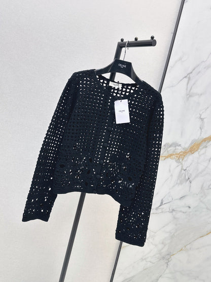 CELINE/🔥Highest Quality🔥26FW New Cut-out Crochet Knit Cardigan 🖤